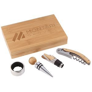 4 Piece Bamboo Wine Gift Set