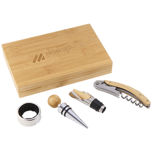 4 Piece Bamboo Wine Gift Set