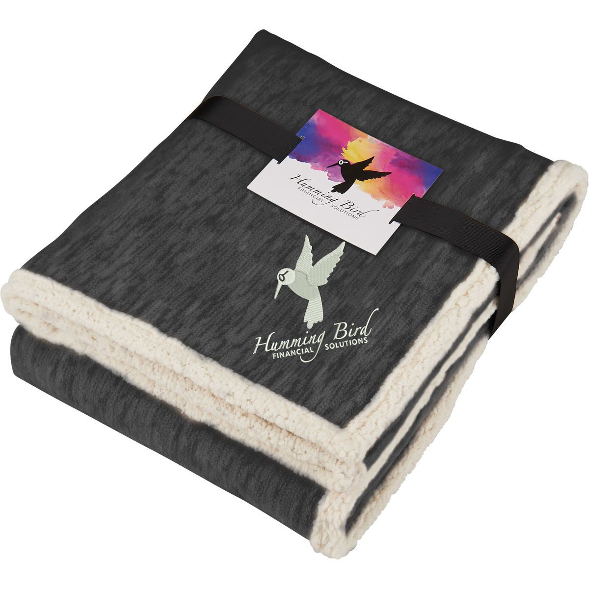 Promotional Field co. heathered fleece sherpa blanket wcard