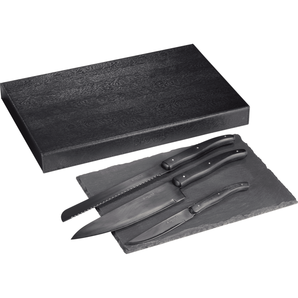 Laguiole® black kitchen knife & cutting board set Corporate Specialties