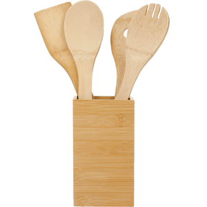 Bamboo 4-piece Kitchen Tool Set and Canister
