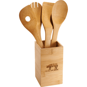Bamboo 4-piece Kitchen Tool Set and Canister