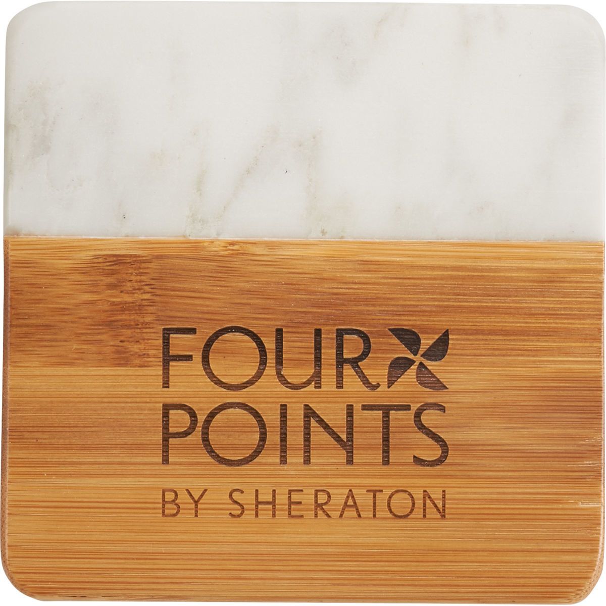 Marble and Bamboo Coaster Set
