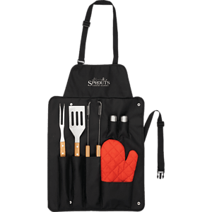 BBQ Now Apron and 7 piece BBQ Set