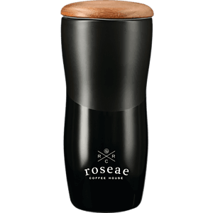 Reno Double Wall Ceramic Tumbler w/Wood Lid 10oz