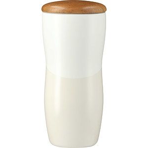 Reno Double Wall Ceramic Tumbler w/Wood Lid 10oz