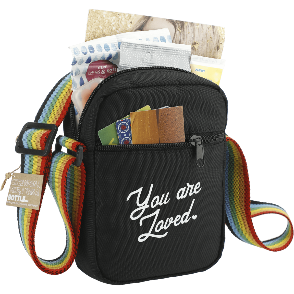 Promotional Rainbow rpet crossbody tote Personalized With Your Custom Logo