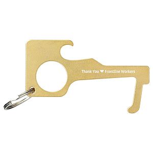 No Contact Keychain Bottle Opener - Brass