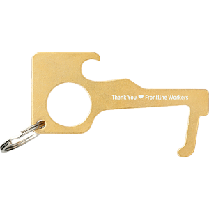 No Contact Keychain Bottle Opener - Brass
