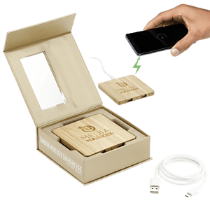FSC® 100% Bamboo Wireless Charge Pad w/Dual Output