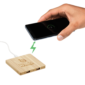 FSC® 100% Bamboo Wireless Charge Pad w/Dual Output