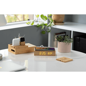 FSC® 100% Bamboo Wireless Charge Pad w/Dual Output