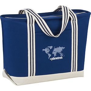 Atlantic Stripe 20oz Cotton Zippered Tote