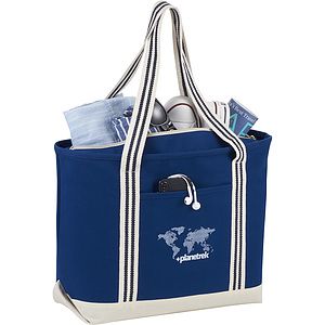 Atlantic Stripe 20oz Cotton Zippered Tote