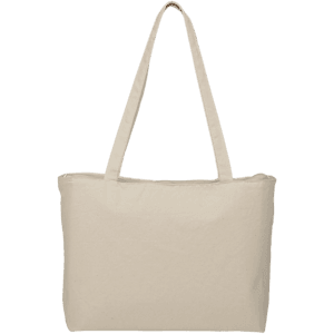 Zippered 12oz Cotton Canvas Shopper Tote