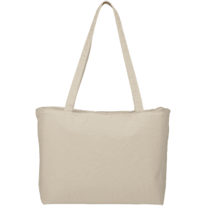 Zippered 12oz Cotton Canvas Shopper Tote