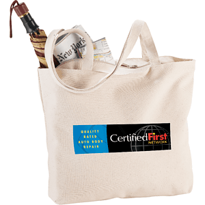 Zippered 12oz Cotton Canvas Shopper Tote
