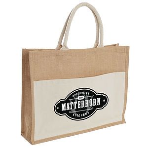 Jute Shopper Tote with Recycled Cotton Pocket