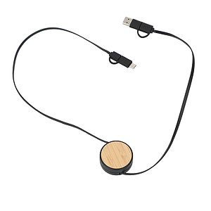 FSC® 100% Bamboo Retractable 5-in-1 Charging Cable