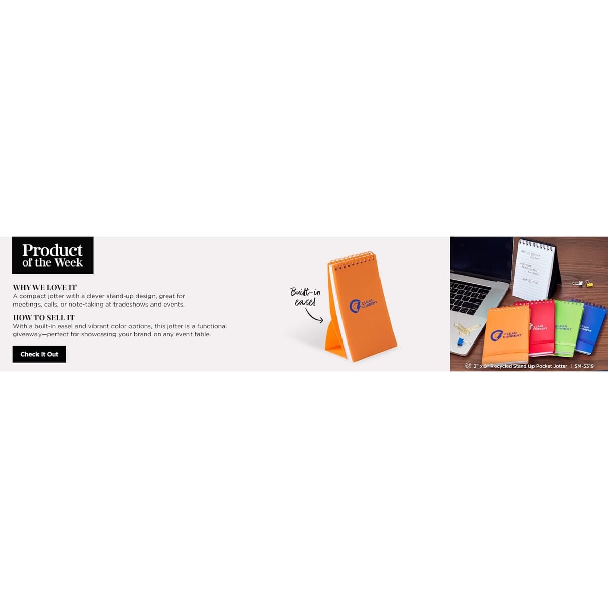 3" x 5" Recycled Stand Up Pocket Jotter