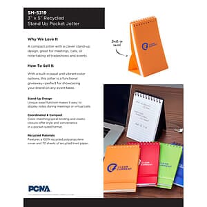 3" x 5" Recycled Stand Up Pocket Jotter