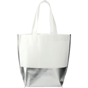 Large Laminated Metallic Bottom Tote