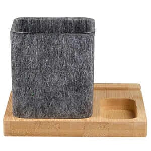 Recycled Felt &amp; Bamboo Pen Holder