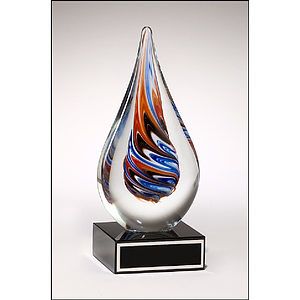 Teardrop Shaped Art Glass Award (2 78x7.5)