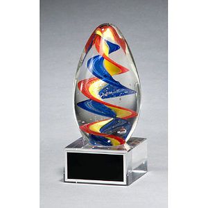 Colorful Egg Shaped Art Glass Award (2 58x6)