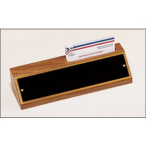 8 Walnut Name Plate with Business Card Holder