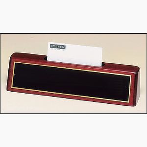 Rosewood Piano Finish Nameplate with Business Card Holder (8.25x2)
