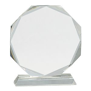 7 1/4" Clear Crystal Octagon Award on Clear Pedestal Base