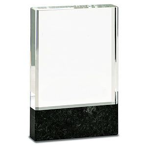 Clear Fusion Crystal Award with Genuine Black Marble (6 x 8)