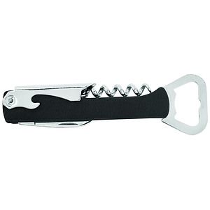 5.25 BlackSilver Leatherette Bottle Opener