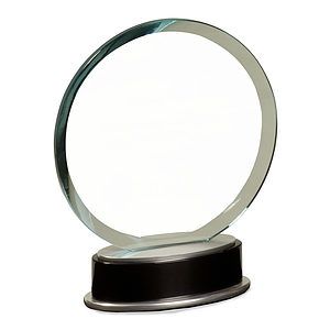 9 Jade Round Metro Glass with Silver and Black Piano Finish Base