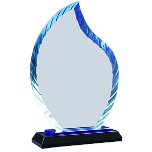 8 Flame Accent Glass on Blue  Black Base