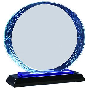 7 Oval Accent Glass on Blue  Black Base