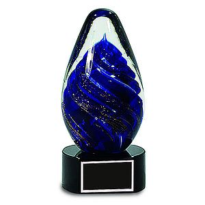 6 12 Blue Tear Drop Art Glass Award
