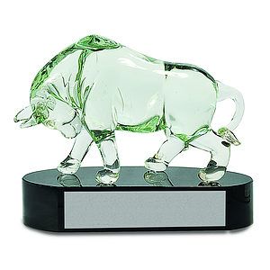 7 12 Clear Art Glass Bull Award
