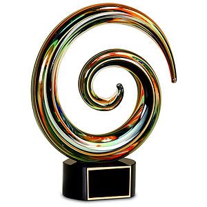 9 14 Swirl Art Glass Award