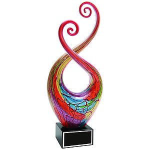 14 Multi-Color Twist Art Glass Award with Black Base
