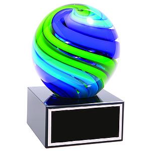5 Two-Tone Blue  Green Sphere Award