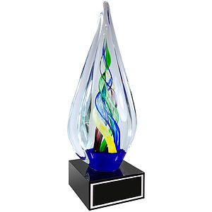 10 12 Infinity Twist Glass Award with Black Base