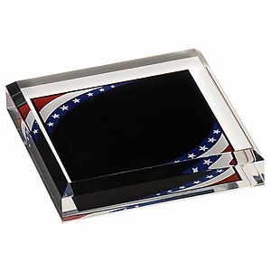 Stars  Stripes Marbleized Acrylic Paperweight (3 34 x 3 34)
