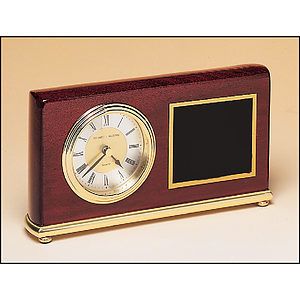 Rosewood Piano Finish Desk Clock on a Brass Base (4 x 7 58)