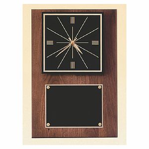 Walnut Wall Clock with Large Engraving Plate (12 x 18)