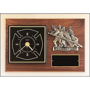 Fireman Award Clock with Antique Bronze Finish Casting (12 x 18)
