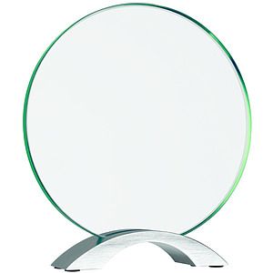 8 12 Round Cosmic Glass Award with Silver Base
