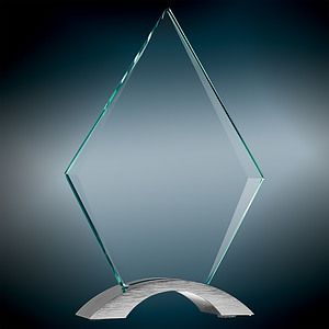 Diamond Cosmic Glass Award with Silver Base (8 12 x 5 34)