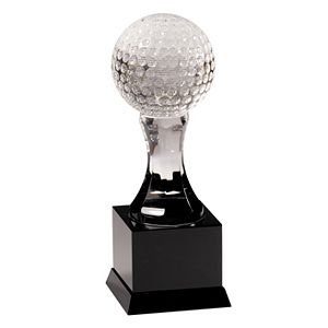 9 Crystal Golf Ball on Black Pedestal Base